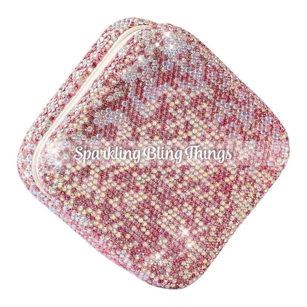 NEW Jewelry Box Sparkling Bling Swarovski Crystal Rhinestones: Silver AB or Pink - Picture 3 of 12